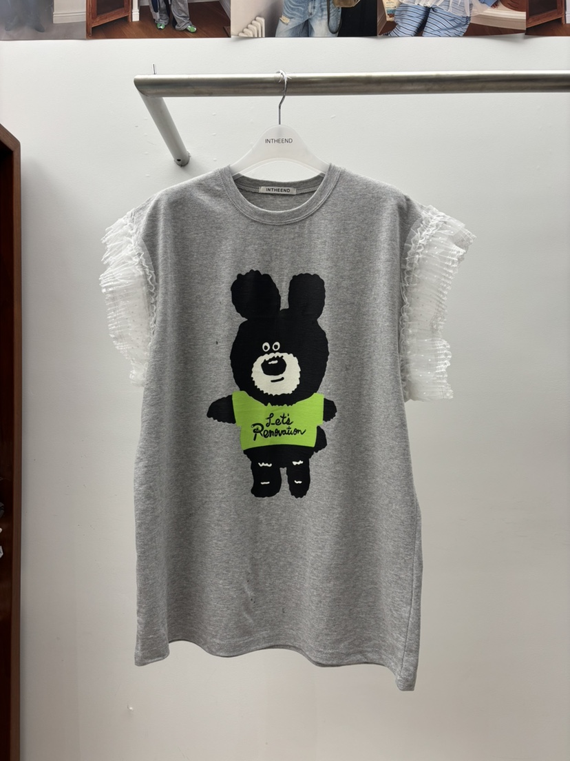 INTHEEND韓國東大門直郵女裝新品人氣時尚推薦休閑T恤蕾絲INTHEENDT恤圖色1