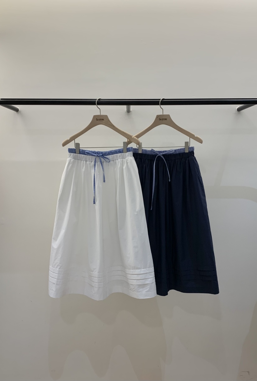 LA CREME韓國東大門直郵女士新款推薦熱賣時尚長裙格紋褶裥LA CREME長裙