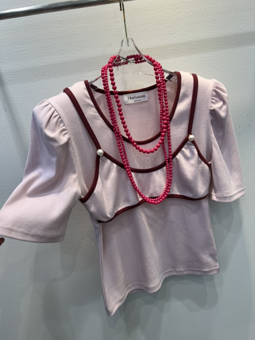 BLUE BANANA韓國代購女裝新款職業時尚T恤不含項鏈假兩件BLUE BANANAT恤圖色2