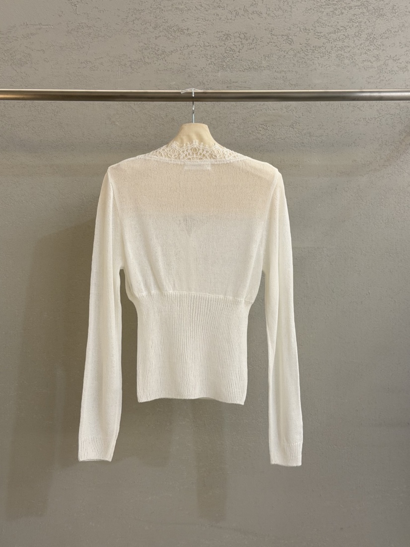 PLAYBUTTON-P韓國代購女士新款推薦人氣職業針織衫蕾絲開衫PLAYBUTTON針織衫