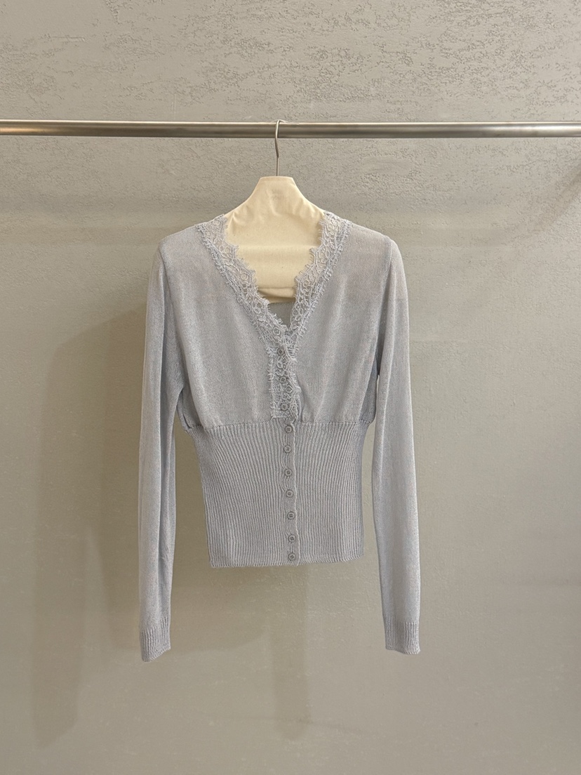 PLAYBUTTON-P韓國代購女士新款推薦人氣職業針織衫蕾絲開衫PLAYBUTTON針織衫圖色1