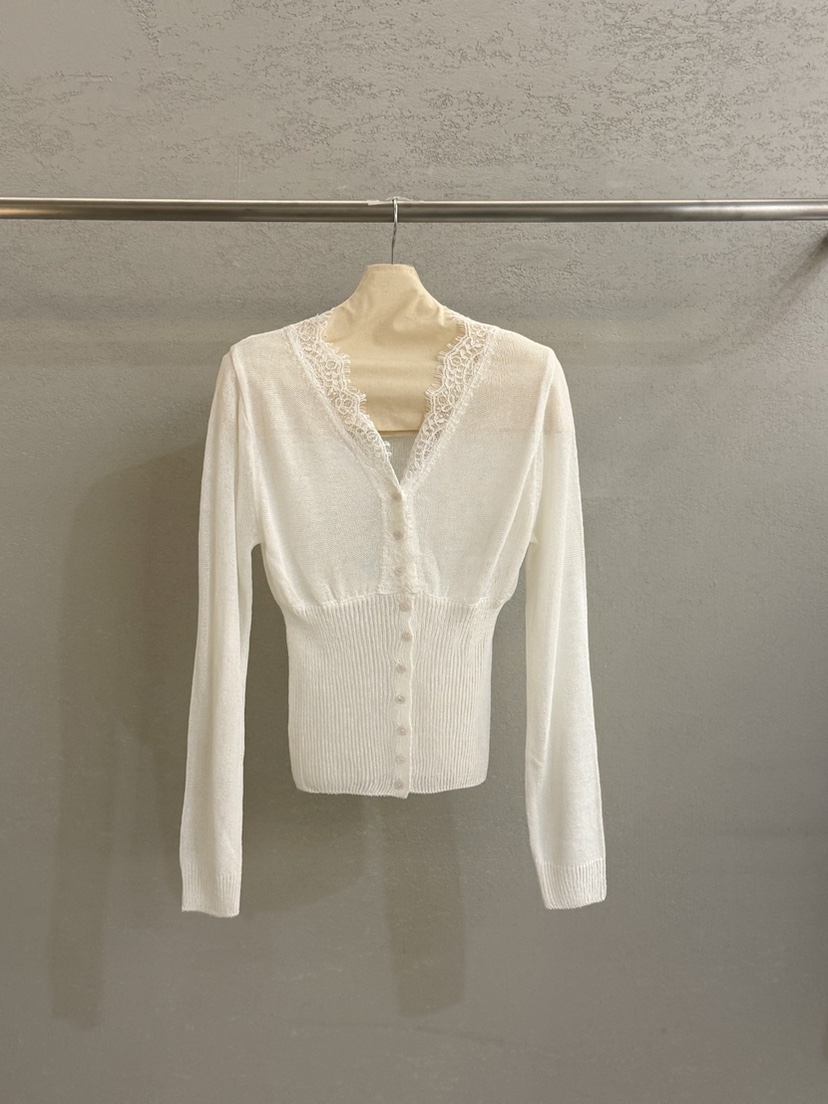 PLAYBUTTON-P韓國代購女士新款推薦人氣職業針織衫蕾絲開衫PLAYBUTTON針織衫圖色3