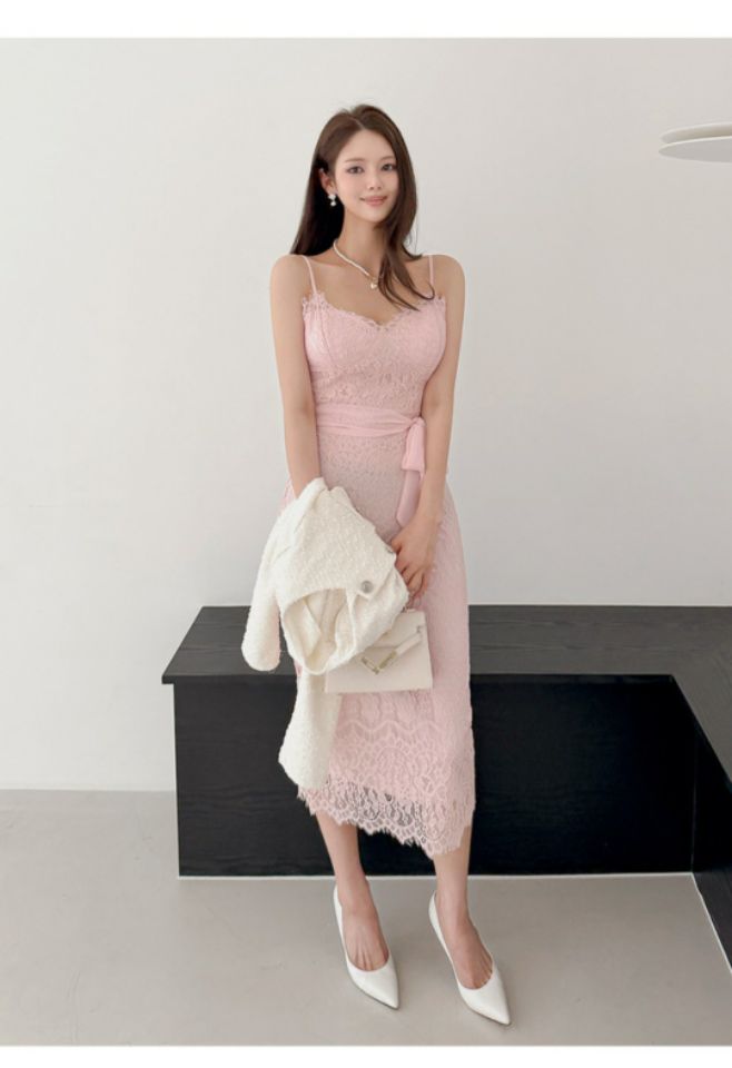 HIGH HEELS韓國東大門直郵女裝新品推薦連衣裙含腰帶圍巾HIGH HEELS連衣裙