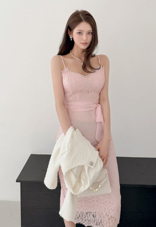 HIGH HEELS韓國東大門直郵女裝新品推薦連衣裙含腰帶圍巾HIGH HEELS連衣裙