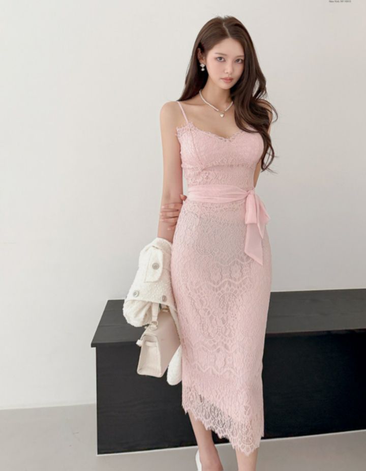 HIGH HEELS韓國東大門直郵女裝新品推薦連衣裙含腰帶圍巾HIGH HEELS連衣裙