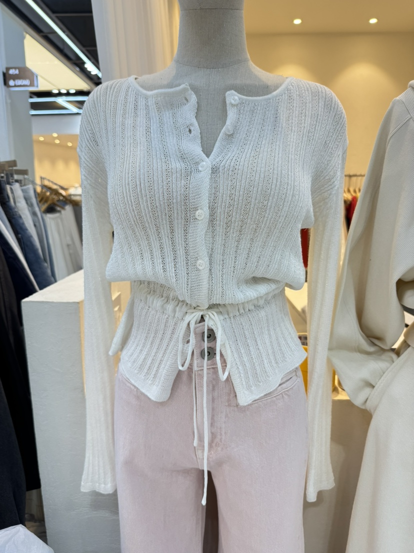 RIAH韓國代購女士新款推薦26春夏休閑熱賣針織衫腰帶亞麻RIAH針織衫