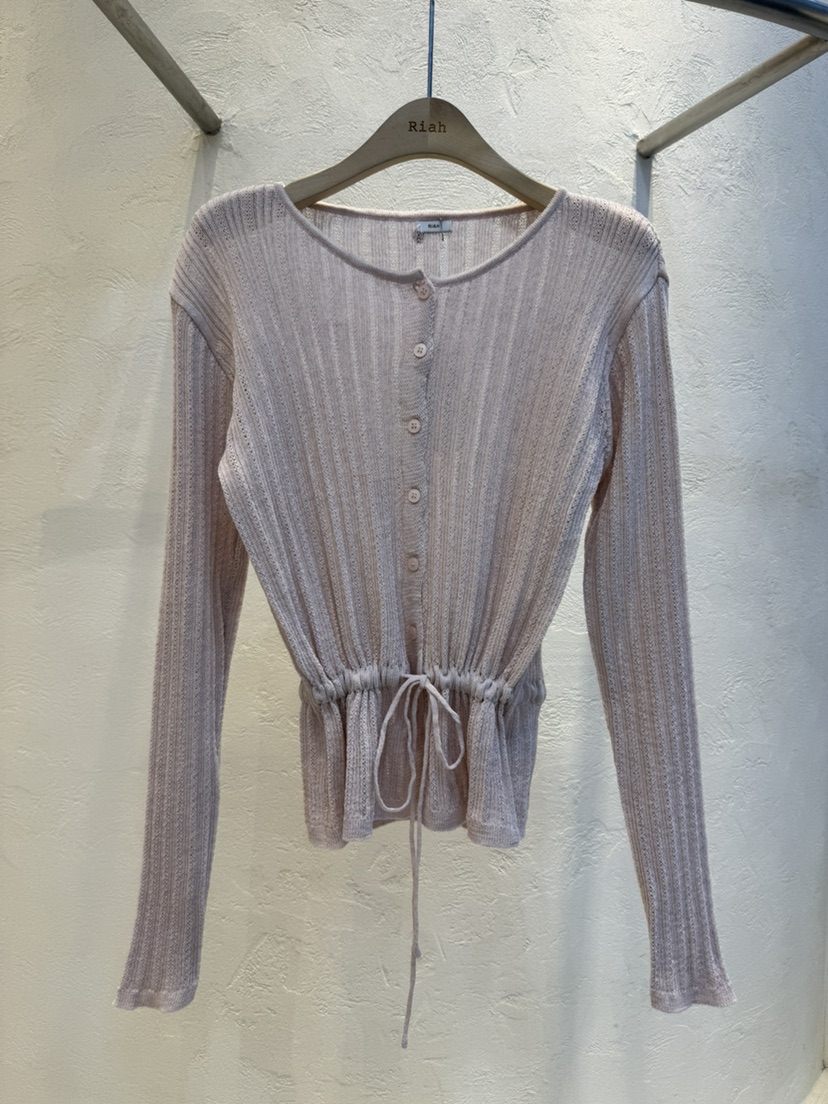 RIAH韓國代購女士新款推薦26春夏休閑熱賣針織衫腰帶亞麻RIAH針織衫圖色2