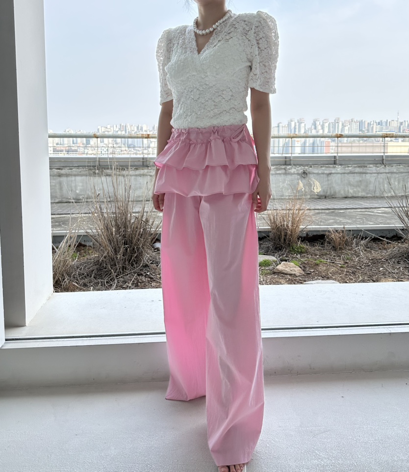 JENNY 1976韓國東大門直郵女士新品時尚職業休閑褲荷葉邊JENNY 1976休閑褲