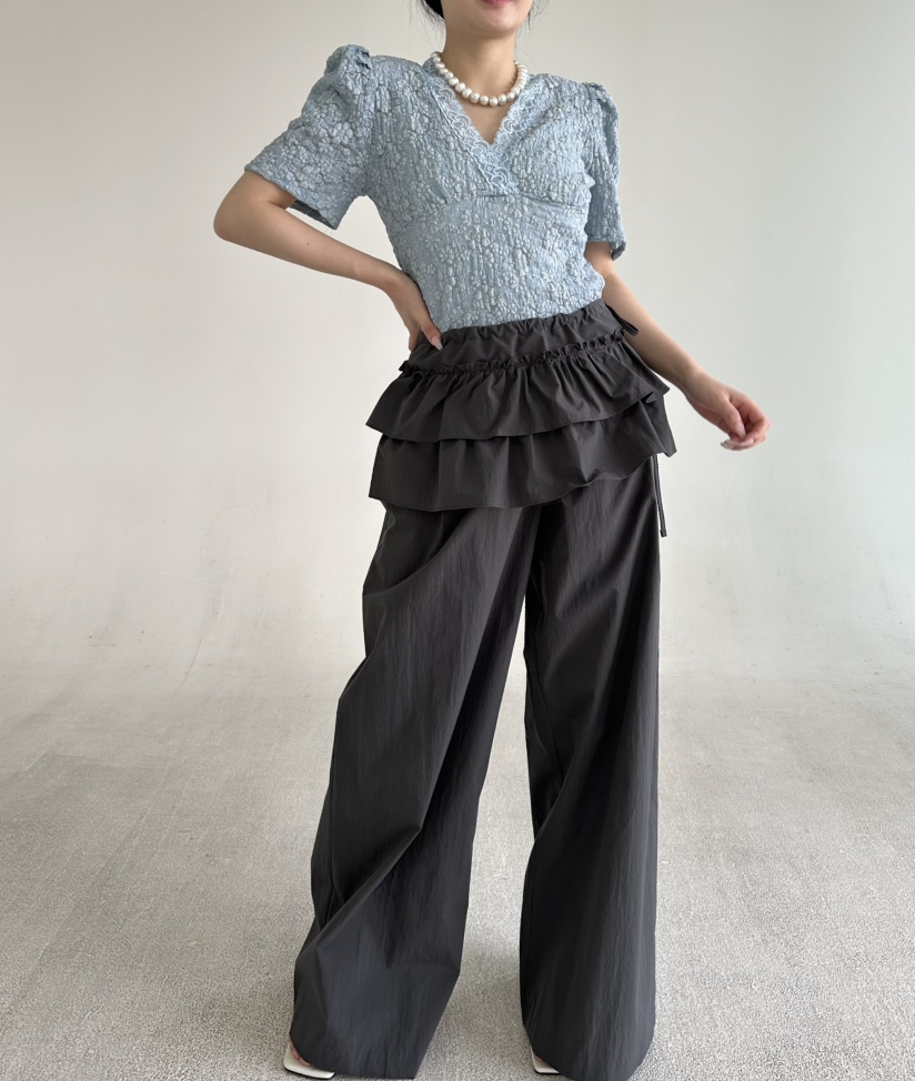 JENNY 1976韓國東大門直郵女士新品時尚職業休閑褲荷葉邊JENNY 1976休閑褲