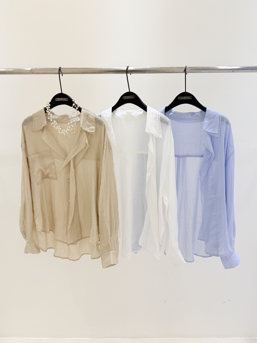 CORAL韓國代購女裝新品休閑職業推薦襯衫蕾絲衫不含項鏈亞麻CORAL襯衫/蕾絲衫