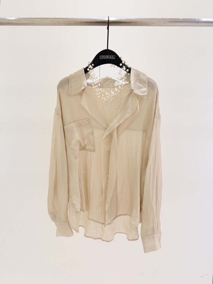 CORAL韓國代購女裝新品休閑職業推薦襯衫蕾絲衫不含項鏈亞麻CORAL襯衫/蕾絲衫圖色1