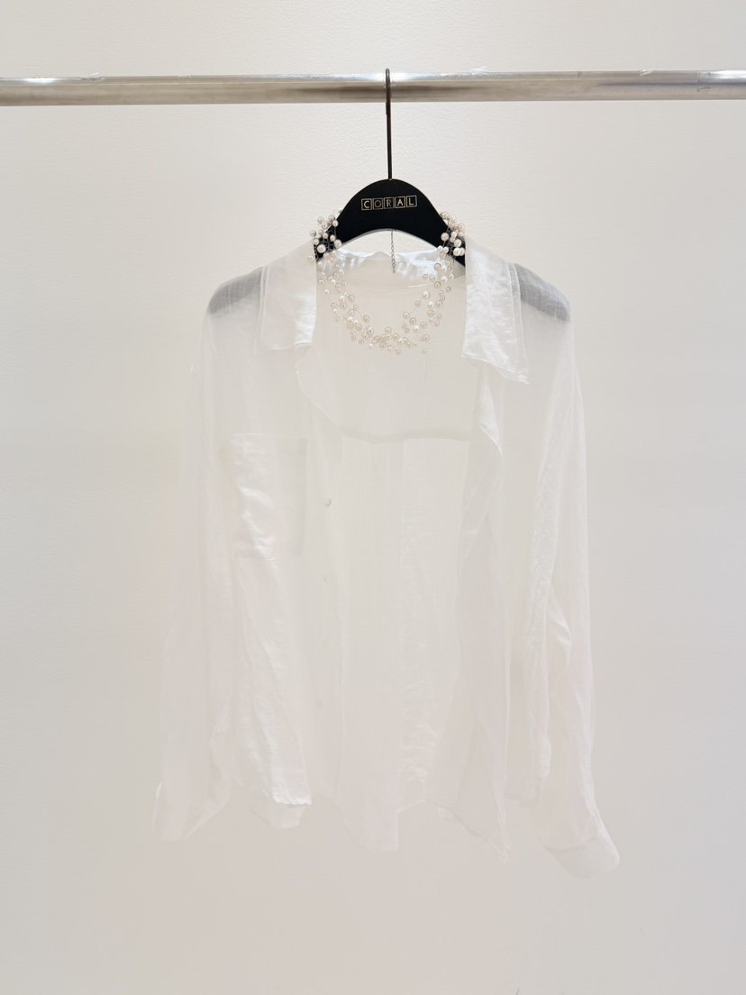 CORAL韓國代購女裝新品休閑職業推薦襯衫蕾絲衫不含項鏈亞麻CORAL襯衫/蕾絲衫圖色2