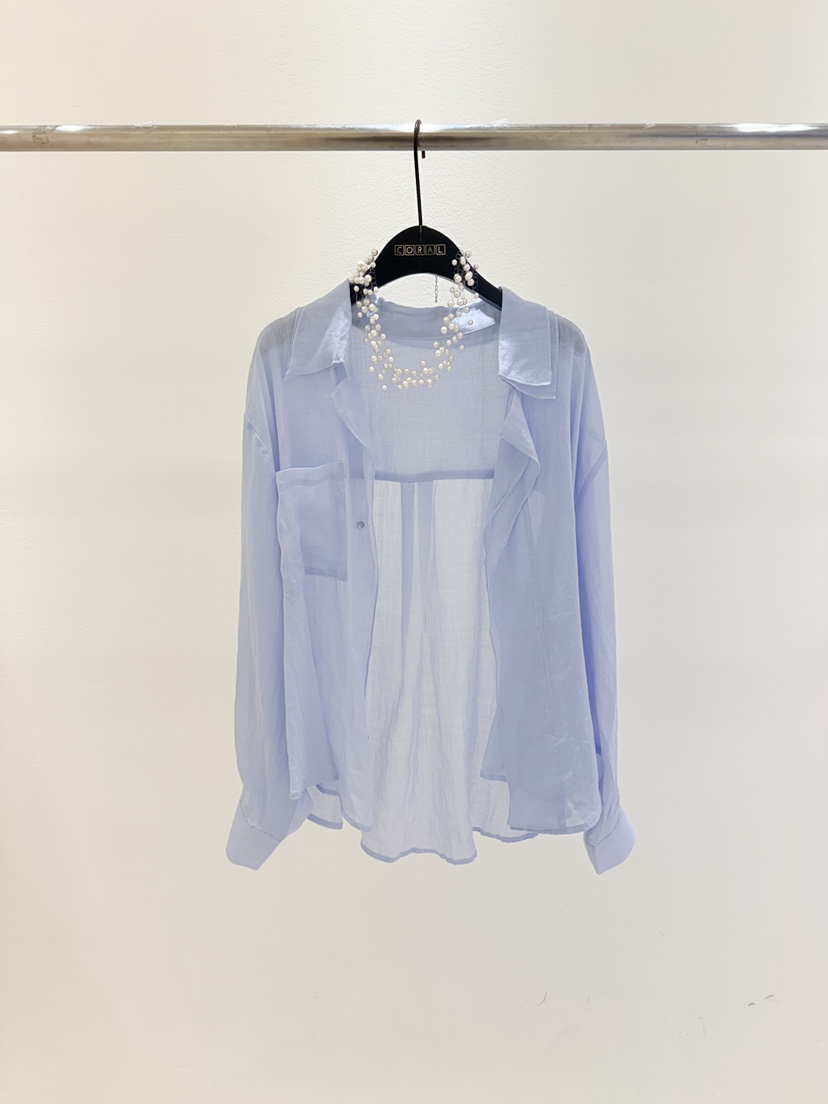 CORAL韓國代購女裝新品休閑職業推薦襯衫蕾絲衫不含項鏈亞麻CORAL襯衫/蕾絲衫圖色3