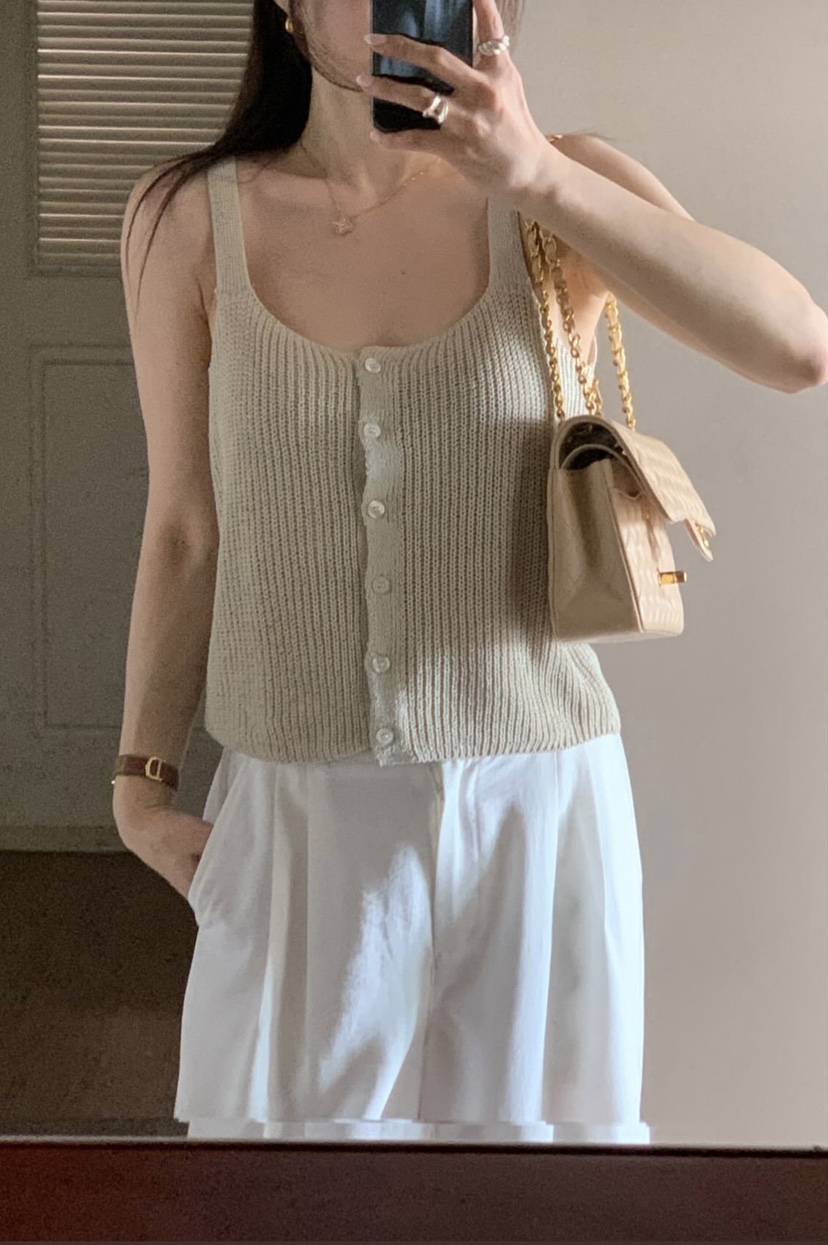 LA CREME韓國東大門直郵女裝新款職業熱賣吊帶背心亞麻雙面LA CREME吊帶/背心