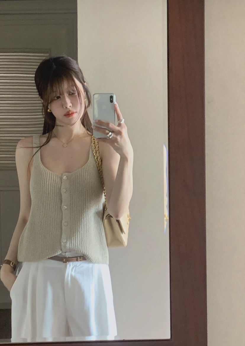 LA CREME韓國東大門直郵女裝新款職業熱賣吊帶背心亞麻雙面LA CREME吊帶/背心