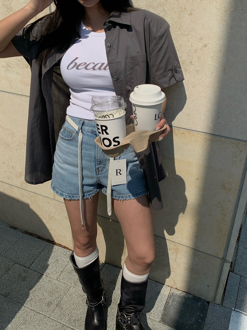 REVE CITE-L韓國東大門代購女士新款26春夏時尚短褲含腰繩REVE CITE-L短褲