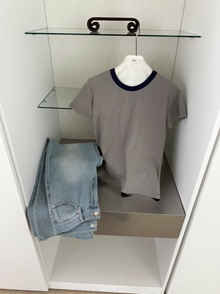 MARE東大門實拍女士新款26春夏人氣職業休閑時尚T恤修身條紋MARET恤