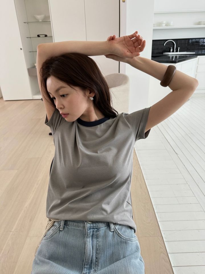 MARE東大門實拍女士新款26春夏人氣職業休閑時尚T恤修身條紋MARET恤圖色1