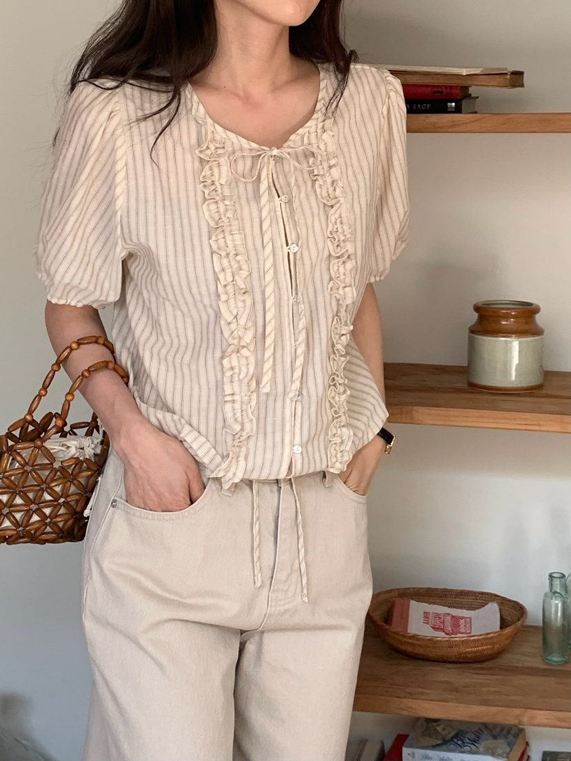 BLEECKER韓國直郵女士新款職業真品時尚休閑人氣襯衫蕾絲衫BLEECKER襯衫/蕾絲衫