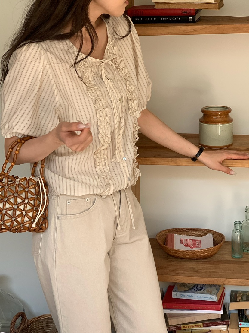 BLEECKER韓國直郵女士新款職業真品時尚休閑人氣襯衫蕾絲衫BLEECKER襯衫/蕾絲衫