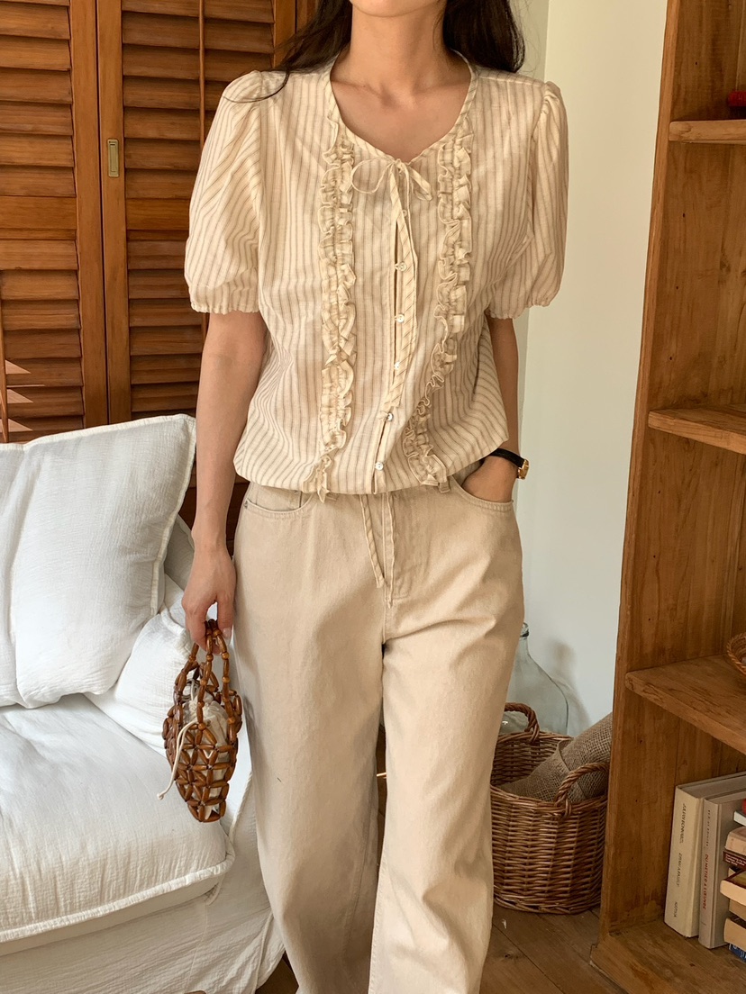 BLEECKER韓國直郵女士新款職業真品時尚休閑人氣襯衫蕾絲衫BLEECKER襯衫/蕾絲衫