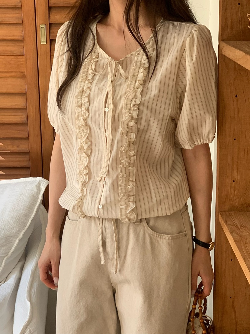 BLEECKER韓國直郵女士新款職業真品時尚休閑人氣襯衫蕾絲衫BLEECKER襯衫/蕾絲衫