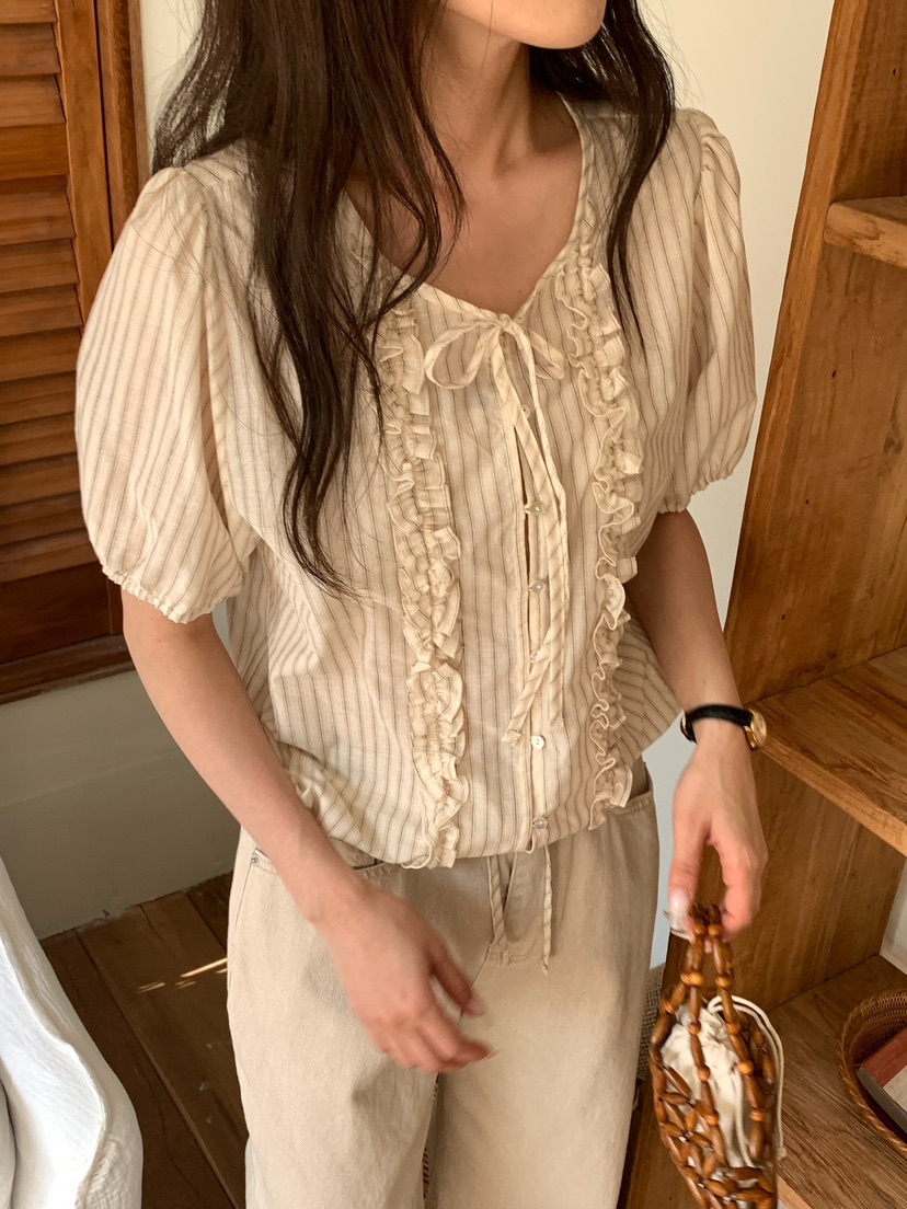 BLEECKER韓國直郵女士新款職業真品時尚休閑人氣襯衫蕾絲衫BLEECKER襯衫/蕾絲衫