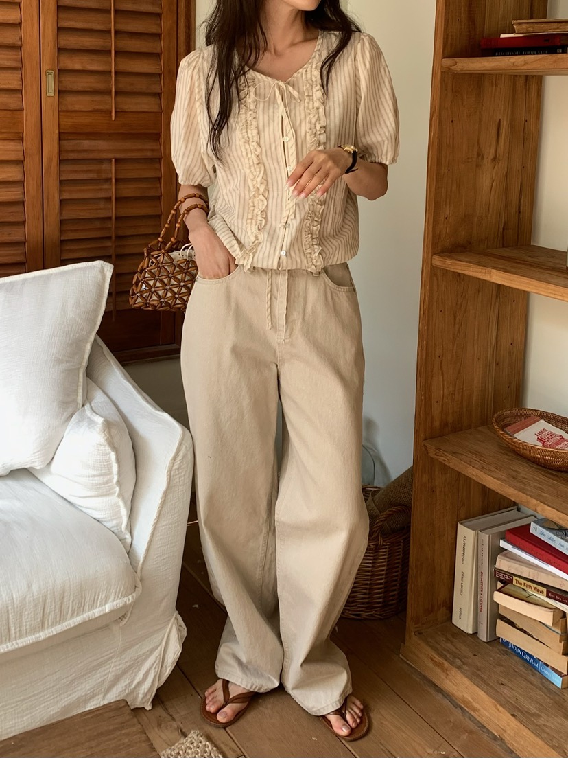 BLEECKER韓國直郵女士新款職業真品時尚休閑人氣襯衫蕾絲衫BLEECKER襯衫/蕾絲衫