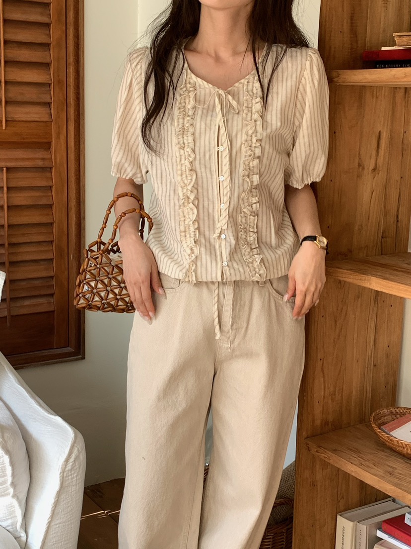 BLEECKER韓國直郵女士新款職業真品時尚休閑人氣襯衫蕾絲衫BLEECKER襯衫/蕾絲衫