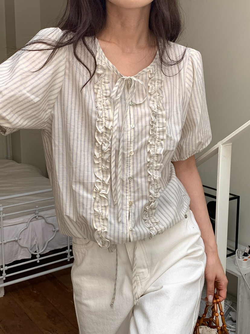 BLEECKER韓國直郵女士新款職業真品時尚休閑人氣襯衫蕾絲衫BLEECKER襯衫/蕾絲衫