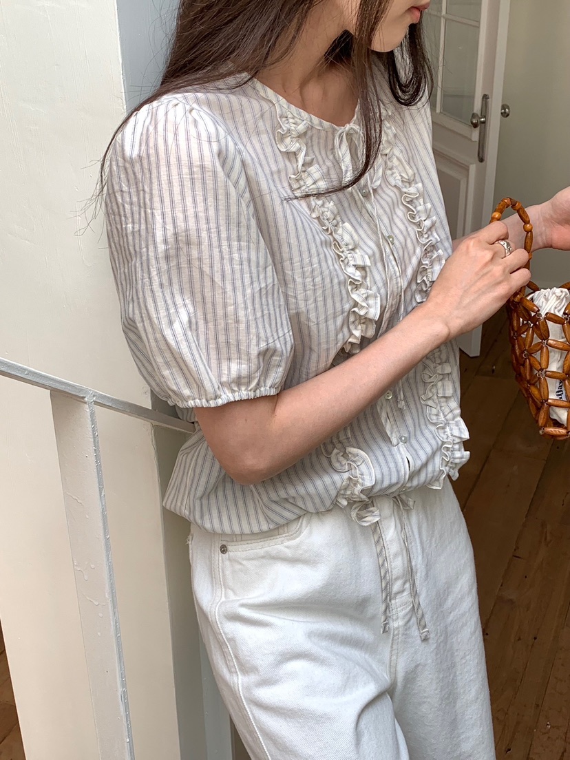 BLEECKER韓國直郵女士新款職業真品時尚休閑人氣襯衫蕾絲衫BLEECKER襯衫/蕾絲衫