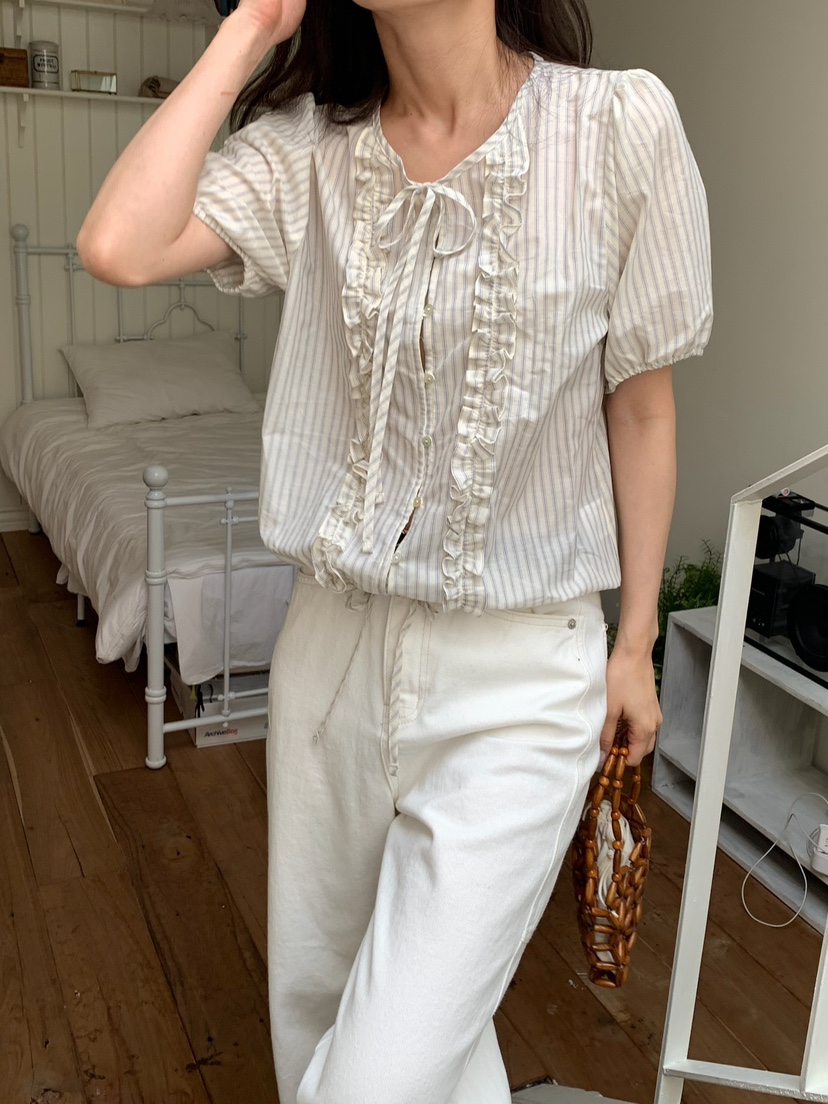 BLEECKER韓國直郵女士新款職業真品時尚休閑人氣襯衫蕾絲衫BLEECKER襯衫/蕾絲衫