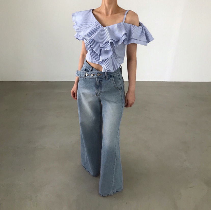 2TWO MOON東大門直郵女裝新品職業熱賣襯衫蕾絲衫不對稱2TWO MOON襯衫/蕾絲衫