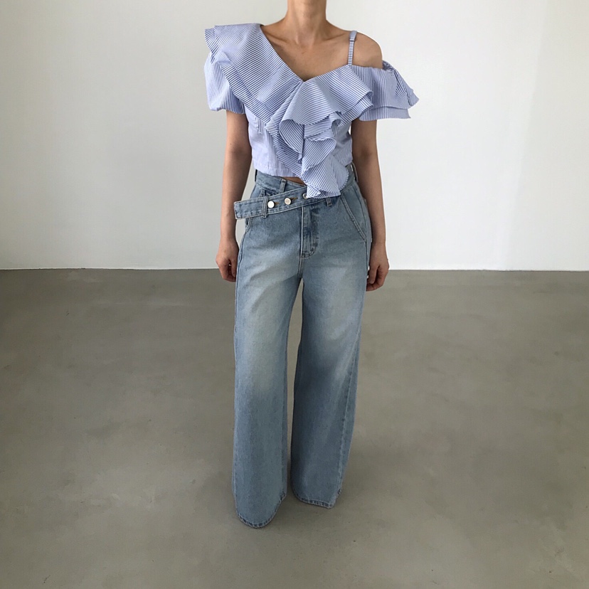 2TWO MOON東大門直郵女裝新品職業熱賣襯衫蕾絲衫不對稱2TWO MOON襯衫/蕾絲衫