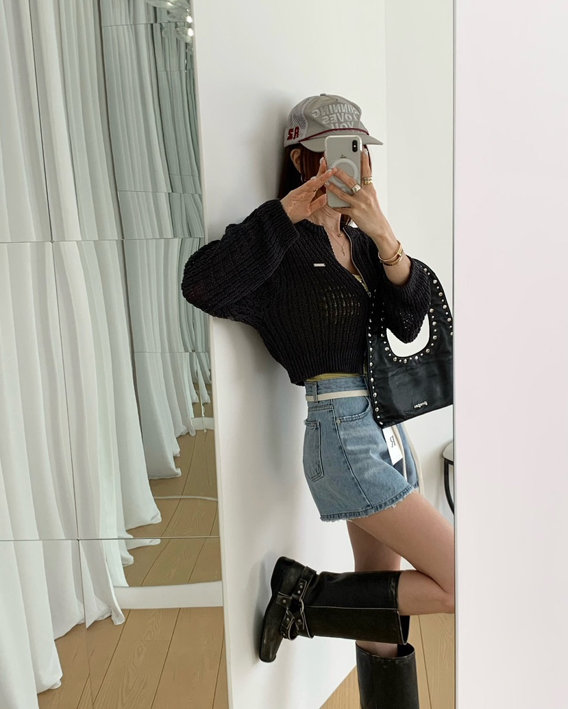 REVE CITE-L東大門實拍女士新品熱賣針織衫華夫格拉鏈開衫REVE CITE-L針織衫