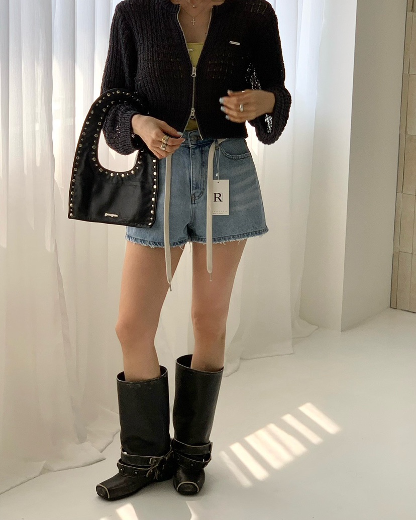 REVE CITE-L東大門實拍女士新品熱賣針織衫華夫格拉鏈開衫REVE CITE-L針織衫