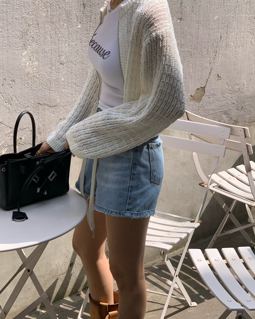 REVE CITE-L東大門實拍女士新品熱賣針織衫華夫格拉鏈開衫REVE CITE-L針織衫