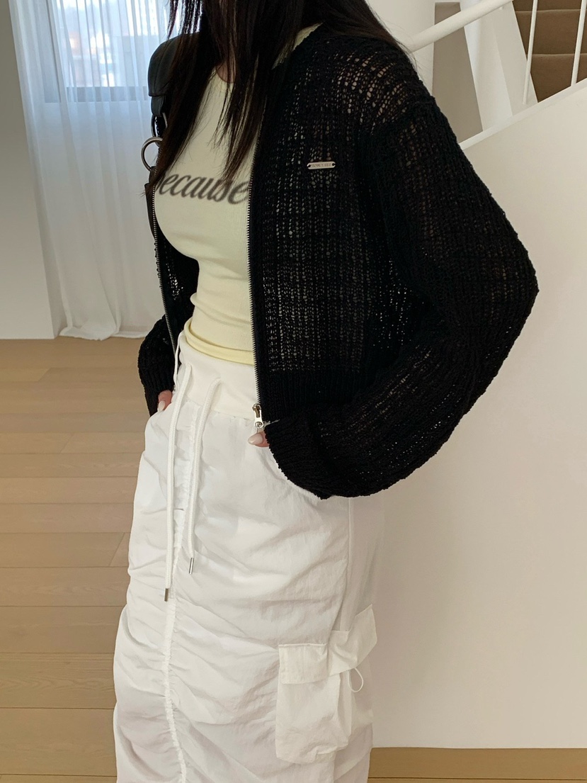 REVE CITE-L東大門實拍女士新品熱賣針織衫華夫格拉鏈開衫REVE CITE-L針織衫