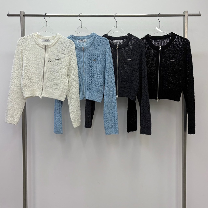 REVE CITE-L東大門實拍女士新品熱賣針織衫華夫格拉鏈開衫REVE CITE-L針織衫