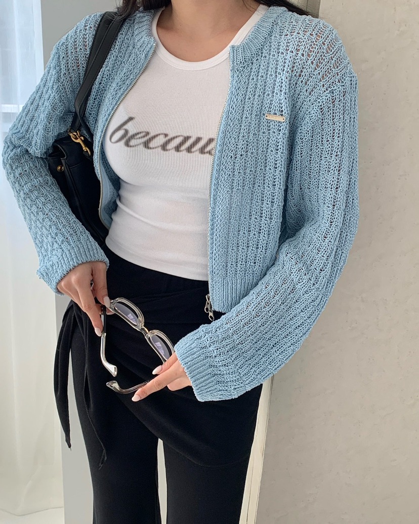 REVE CITE-L東大門實拍女士新品熱賣針織衫華夫格拉鏈開衫REVE CITE-L針織衫圖色3