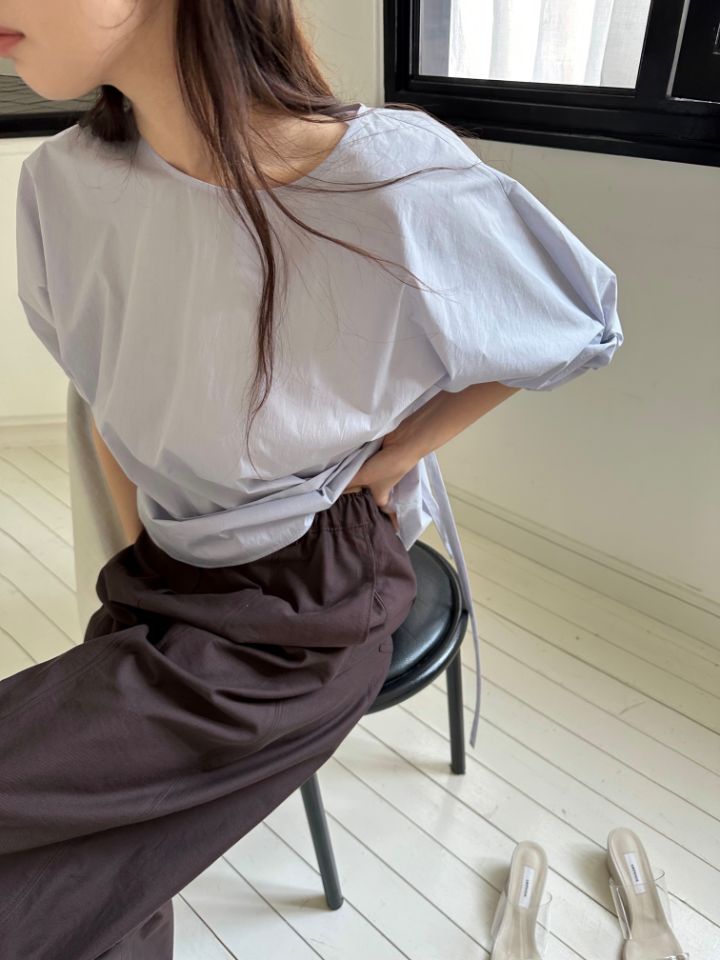 MARE東大門直郵女士新品推薦熱賣襯衫蕾絲衫含腰繩泡泡袖MARE襯衫/蕾絲衫