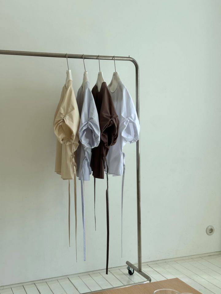 MARE東大門直郵女士新品推薦熱賣襯衫蕾絲衫含腰繩泡泡袖MARE襯衫/蕾絲衫