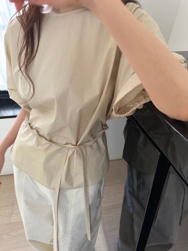 MARE東大門直郵女士新品推薦熱賣襯衫蕾絲衫含腰繩泡泡袖MARE襯衫/蕾絲衫