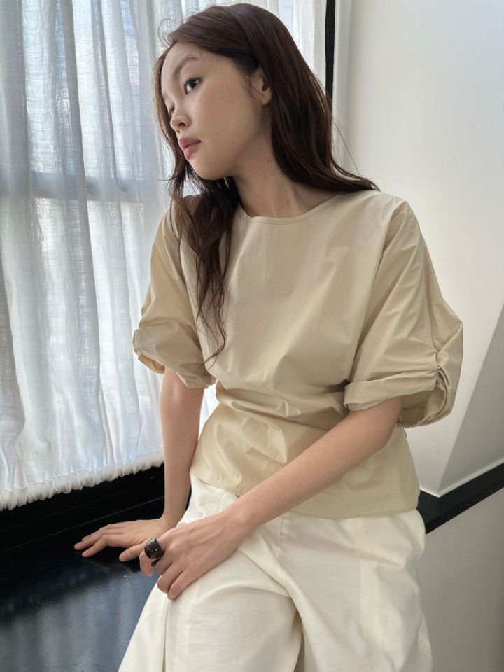 MARE東大門直郵女士新品推薦熱賣襯衫蕾絲衫含腰繩泡泡袖MARE襯衫/蕾絲衫