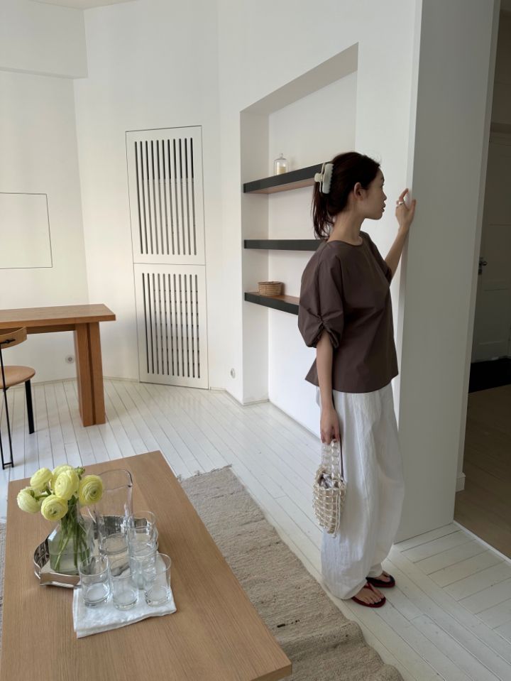 MARE東大門直郵女士新品推薦熱賣襯衫蕾絲衫含腰繩泡泡袖MARE襯衫/蕾絲衫