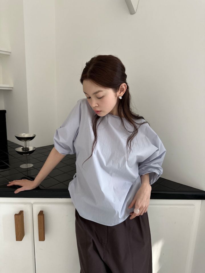 MARE東大門直郵女士新品推薦熱賣襯衫蕾絲衫含腰繩泡泡袖MARE襯衫/蕾絲衫圖色2