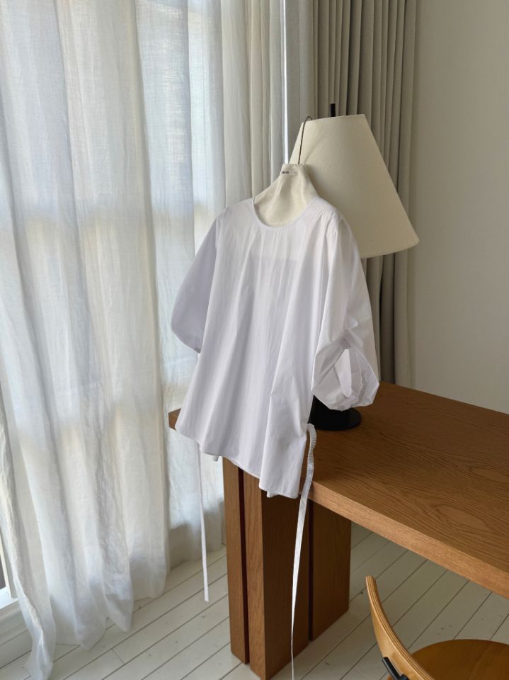 MARE東大門直郵女士新品推薦熱賣襯衫蕾絲衫含腰繩泡泡袖MARE襯衫/蕾絲衫圖色3