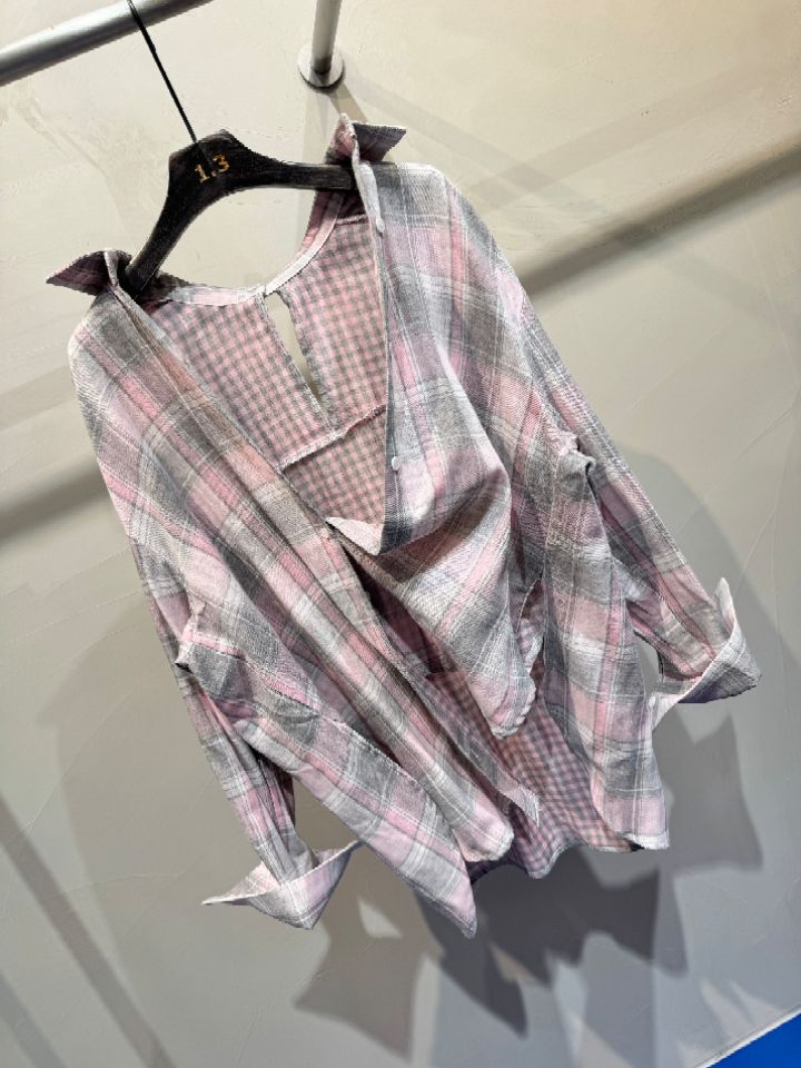 1.3韓國直郵女裝新款熱賣人氣時尚26春夏襯衫蕾絲衫格子1.3襯衫/蕾絲衫