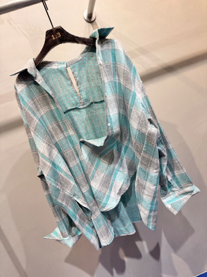 1.3韓國直郵女裝新款熱賣人氣時尚26春夏襯衫蕾絲衫格子1.3襯衫/蕾絲衫