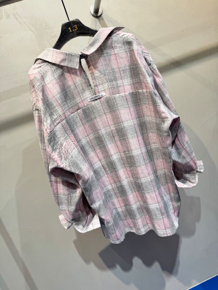 1.3韓國直郵女裝新款熱賣人氣時尚26春夏襯衫蕾絲衫格子1.3襯衫/蕾絲衫